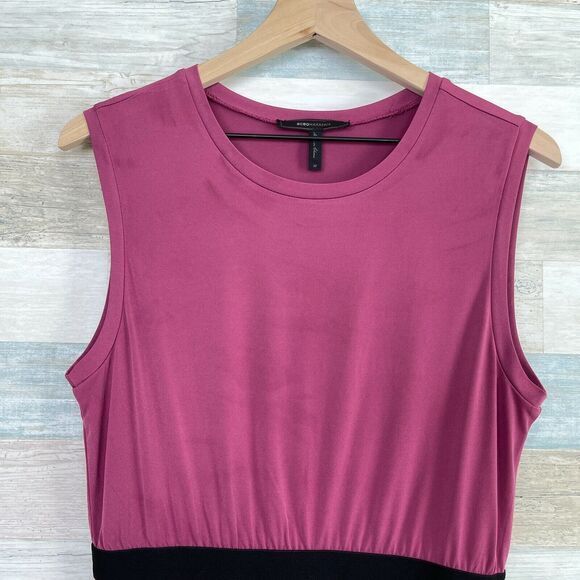 BCBGMaxAzria Side Ruched Asymmetric Tank Dress Purple Stretchy Womens Medium - Picture 2 of 10